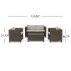 Venice 4pc Outdoor Wicker Sofa Set Brown+Ceramic Grey