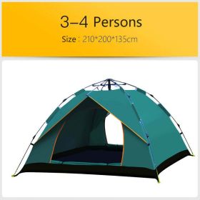 Automatic Hexagonal Tent Multi-Person Double-Layer Outdoor Camping Rain Tent (Color: Green, size: S)