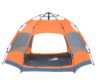 Automatic Hexagonal Tent Multi-Person Double-Layer Outdoor Camping Rain Tent (Color: Orange, size: L)